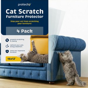 Protecto Self Adhesive Dog & Cat Scratch Furniture Protector, Clear, 16 x 12-in, 4 count