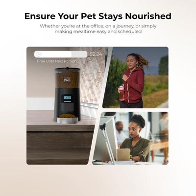 Show full view: Penthouse Paws Smart Automatic with LCD Panel Dog & Cat Feeder, 6L, Black/Stainless Steel slide 7 of 10