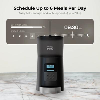 Show full view: Penthouse Paws Smart Automatic with LCD Panel Dog & Cat Feeder, 6L, Black/Stainless Steel slide 5 of 10