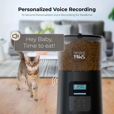 Show full view: Penthouse Paws Smart Automatic with LCD Panel Dog & Cat Feeder, 6L, Black/Stainless Steel slide 3 of 10