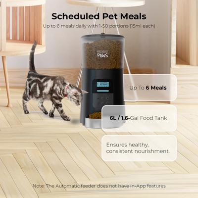 Show full view: Penthouse Paws Smart Automatic with LCD Panel Dog & Cat Feeder, 6L, Black/Stainless Steel slide 4 of 10
