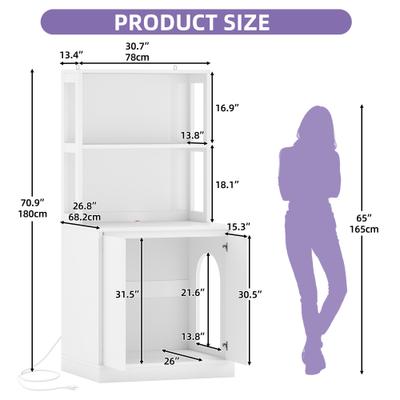 Show full view: Wooflex Hidden Litter Box Modern Cat Litter Box Enclosure with Shelves Charging Station, White, Large: 30.5 x 26.8 x 70.9-in slide 3 of 8