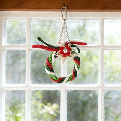 Show full view: Little Pals Christmas Series Reindeer Ring Chewing & Climbing Bird Toy with Bird-Safe Paper, Red/Green/White, 0.1-lb slide 5 of 8