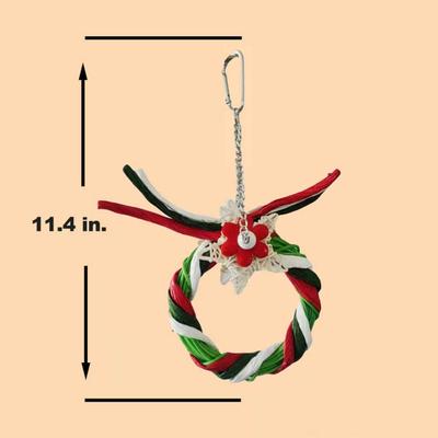 Show full view: Little Pals Christmas Series Reindeer Ring Chewing & Climbing Bird Toy with Bird-Safe Paper, Red/Green/White, 0.1-lb slide 2 of 8