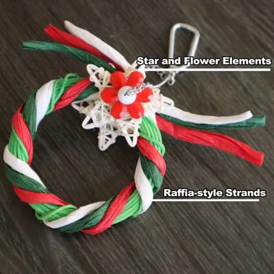 Show full view: Little Pals Christmas Series Reindeer Ring Chewing & Climbing Bird Toy with Bird-Safe Paper, Red/Green/White, 0.1-lb slide 3 of 8