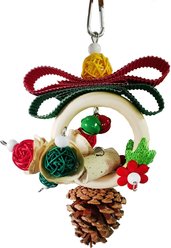 Little Pals Christmas Series Natural Wreath Chewing & Climbing Bird Toy with Pinecones, Multicolor, 0.17-lb
