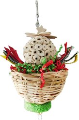 Little Pals Christmas Series Natural Woven Basket Chewing & Climbing Bird Toy, Multicolor, 0.1-lb