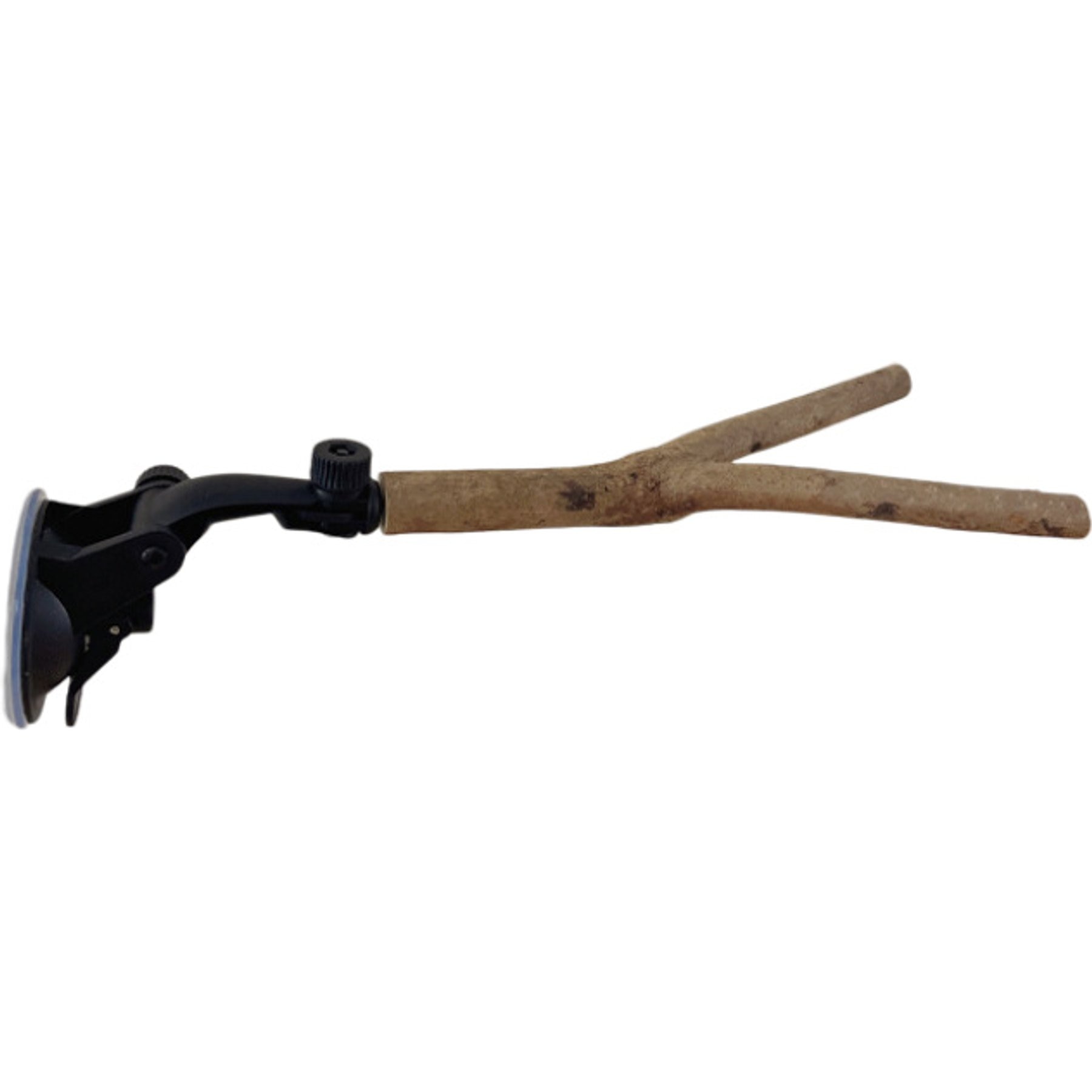 Little Pals 7.8-in Adjustable Natural Forked Wood Suction Cup Perch & Rotatable Window-Mount Bird Stand, Black, 0.2-lb