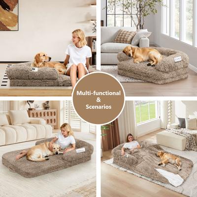 Show full view: LovMor Foldable Memory Foam Human Dog Bed with Removable Cover, 71 x 38 x 9-in, Khaki slide 6 of 7