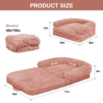 Show full view: LovMor Foldable Memory Foam Human Dog Bed with Removable Cover, 71 x 38 x 9-in, Pink slide 2 of 7