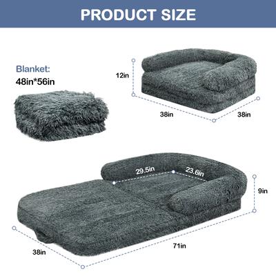 Show full view: LovMor Foldable Memory Foam Human Dog Bed with Removable Cover, 71 x 38 x 9-in, Dark Grey slide 2 of 7
