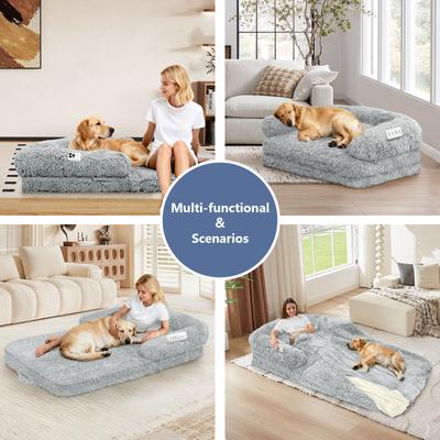 Show full view: LovMor Foldable Memory Foam Human Dog Bed with Removable Cover, 71 x 38 x 9-in, Grey slide 6 of 7