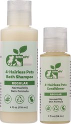 RenewedPet 4-Hairless Regular Formula Dog, Cat & Small Pet Shampoo & Conditioner, Soft Scent, 4-fl oz bottle & 2-fl oz bottle