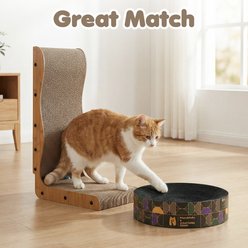 Happy & Polly 26-in L-Shape Cardboard Cat Scratcher & 3.9-in Round Scratching Pad Set, 2 count, Black slide 2 of 9