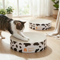 Happy & Polly Double-Sided Round Cat Scratcher Bed Toy, Set of 2, White