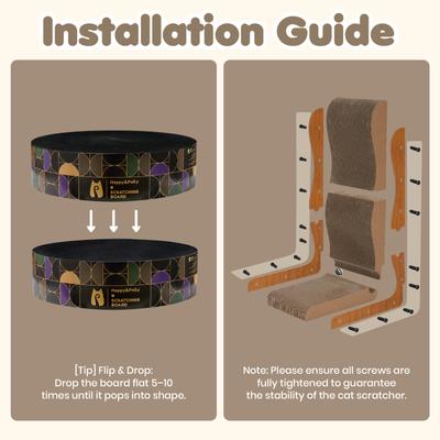 Show full view: Happy & Polly 26-in L-Shape Cardboard Cat Scratcher & 3.9-in Round Scratching Pad Set, 2 count, Black slide 8 of 9