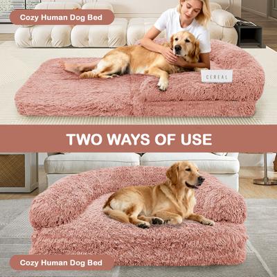 Show full view: LovMor Foldable Memory Foam Human Dog Bed with Removable Cover, 71 x 38 x 9-in, Pink slide 4 of 7