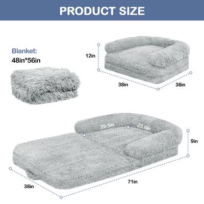 Show full view: LovMor Foldable Memory Foam Human Dog Bed with Removable Cover, 71 x 38 x 9-in, Grey slide 2 of 7