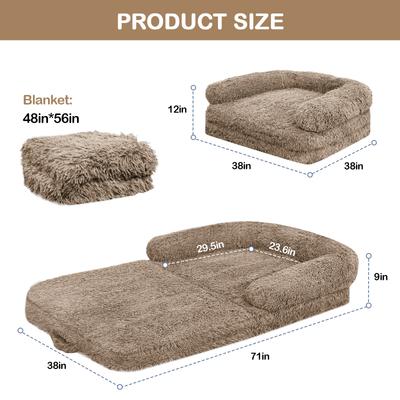 Show full view: LovMor Foldable Memory Foam Human Dog Bed with Removable Cover, 71 x 38 x 9-in, Khaki slide 2 of 7