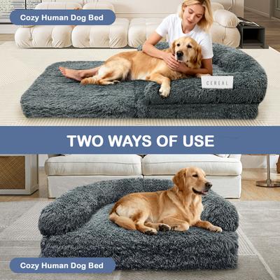 Show full view: LovMor Foldable Memory Foam Human Dog Bed with Removable Cover, 71 x 38 x 9-in, Dark Grey slide 4 of 7