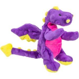 GoDog Dragons Chew Guard Squeaky Plush Dog Toy, Purple, Small