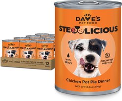 Dave's Pet Food Stewlicious Grain-Free Chicken Pot Pie Wet Dog Food, 13.2-oz can, case of 12