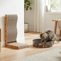 Happy & Polly 26-in L-Shape Cardboard Cat Scratcher & 3.9-in Round Scratching Pad Set, 2 count, Black