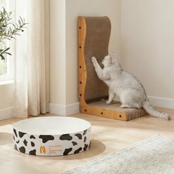 Happy & Polly 26-in L-Shape Cardboard Cat Scratcher & 3.9-in Round Scratching Pad Set, 2 count, White