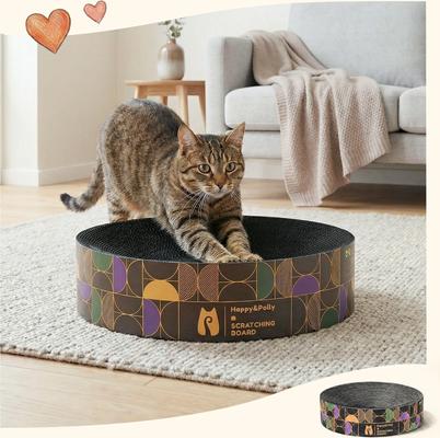 Show full view: Happy & Polly Round Cat Toy Scratcher, Black, Set of 2 slide 4 of 9