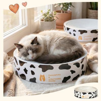 Show full view: Happy & Polly Round Cat Scratching Pad, White slide 4 of 10