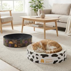 Happy & Polly Round Cat Toy Scratcher, Black, Set of 2