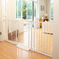 WAOWAO Extra Wide Triple Lock Adjustable Pet Dog Gate with Clear Acrylic Panel, White, 29 to 37-in slide 2 of 9