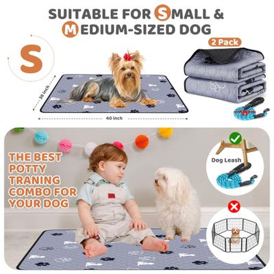Show full view: HOMAGICO Non-Slip Absorbent Washable Dog Pee Pads, Gray, 36 x 40-in, 2 count slide 2 of 6