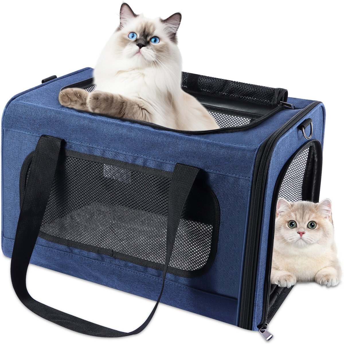 DOPZER Soft Sided Collapsibe Dog & Cat Carrier, Blue