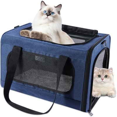DOPZER DOPZER Soft Sided Collapsibe Dog & Cat Carrier, Blue