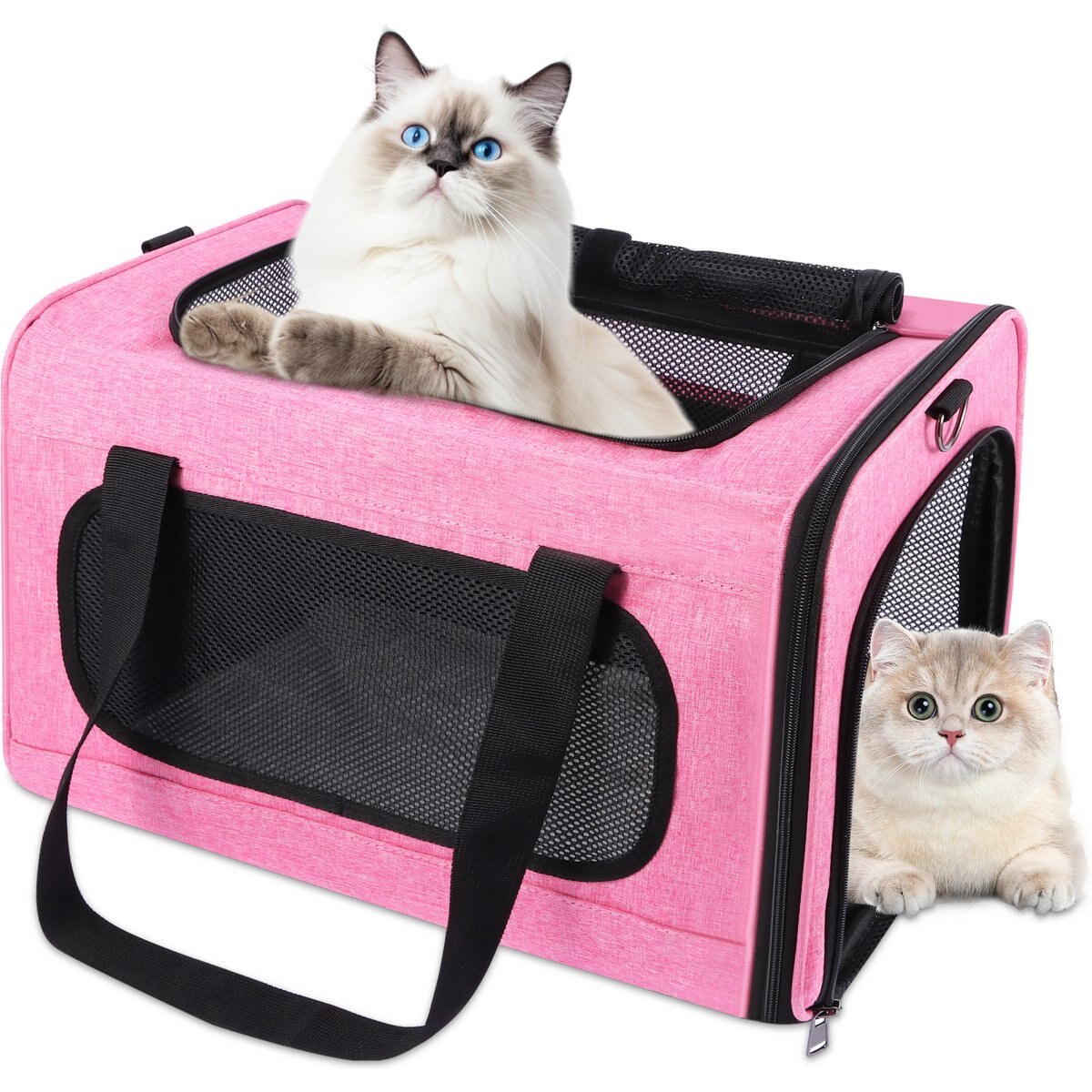 DOPZER Soft Sided Collapsibe Dog & Cat Carrier, Pink