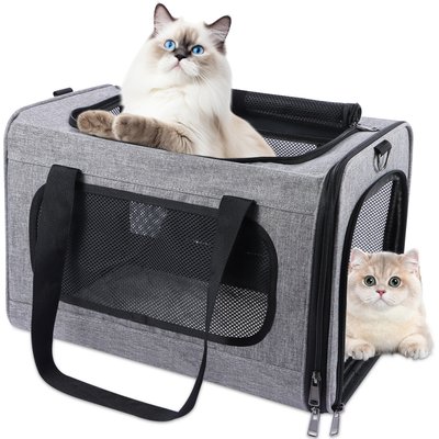 DOPZER DOPZER Soft Sided Collapsibe Dog & Cat Carrier, Grey