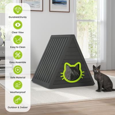 Show full view: KAMABOKO Weatherproof Polypropylene Outdoor Feral Cat House, Black slide 5 of 7