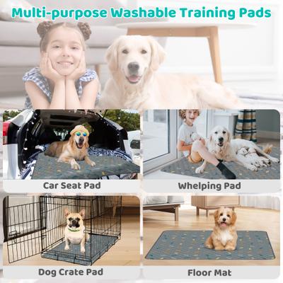 Show full view: HOMAGICO Super Absorbent Non-Slip Washable Puppy Pee Pads with 60-in Leash, Gray, 72 x 72-in, 1 count slide 5 of 6