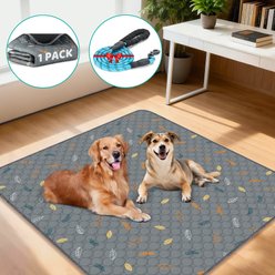 HOMAGICO Super Absorbent Non-Slip Washable Puppy Pee Pads with 60-in Leash, Gray, 72 x 72-in, 1 count