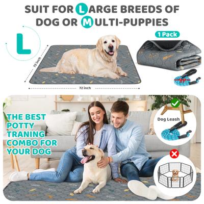 Show full view: HOMAGICO Super Absorbent Non-Slip Washable Puppy Pee Pads with 60-in Leash, Gray, 72 x 72-in, 1 count slide 2 of 6