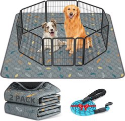HOMAGICO Super Absorbent Non-Slip Washable Puppy Pee Pads with 60-in Leash, Gray, 48 x 60-in, 2 count