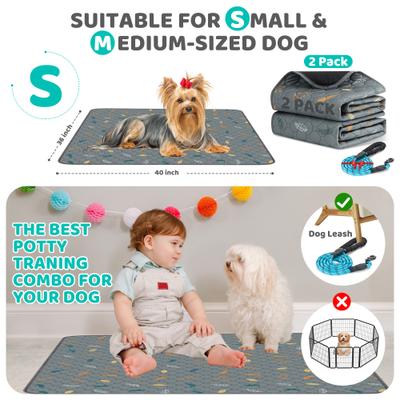 Show full view: HOMAGICO Super Absorbent Non-Slip Washable Puppy Pee Pads with 60-in Leash, Gray, 35 x 40-in, 2 count slide 2 of 6