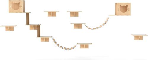Show full view: Coziwow 8-in-1 Wall-Mounted Cat Wall Shelves, Natural slide 3 of 9