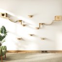 Coziwow 8-in-1 Wall-Mounted Cat Wall Shelves, Natural