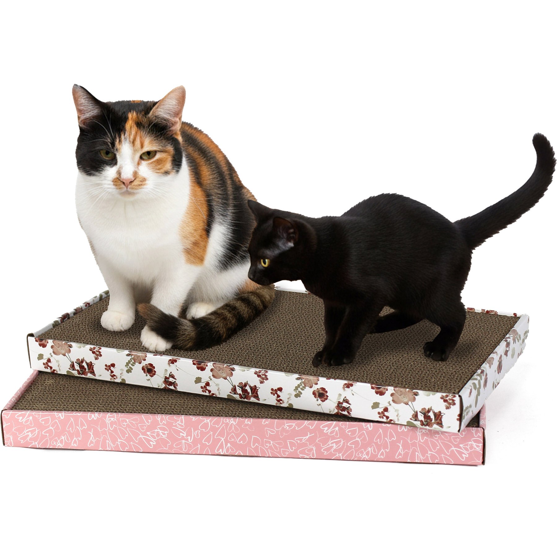 Kensie Reversible Cat Scratch Boards with Natural Catnip, 2 count, Pink/White