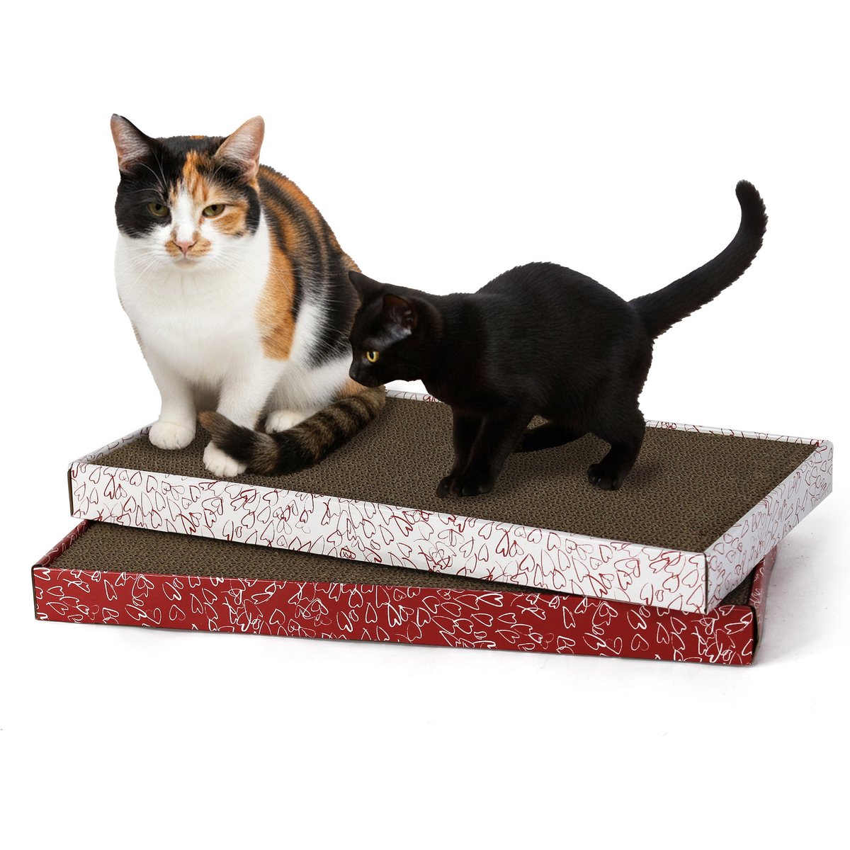 Kensie Reversible Cat Scratch Boards with Natural Catnip, 2 count, White/Red