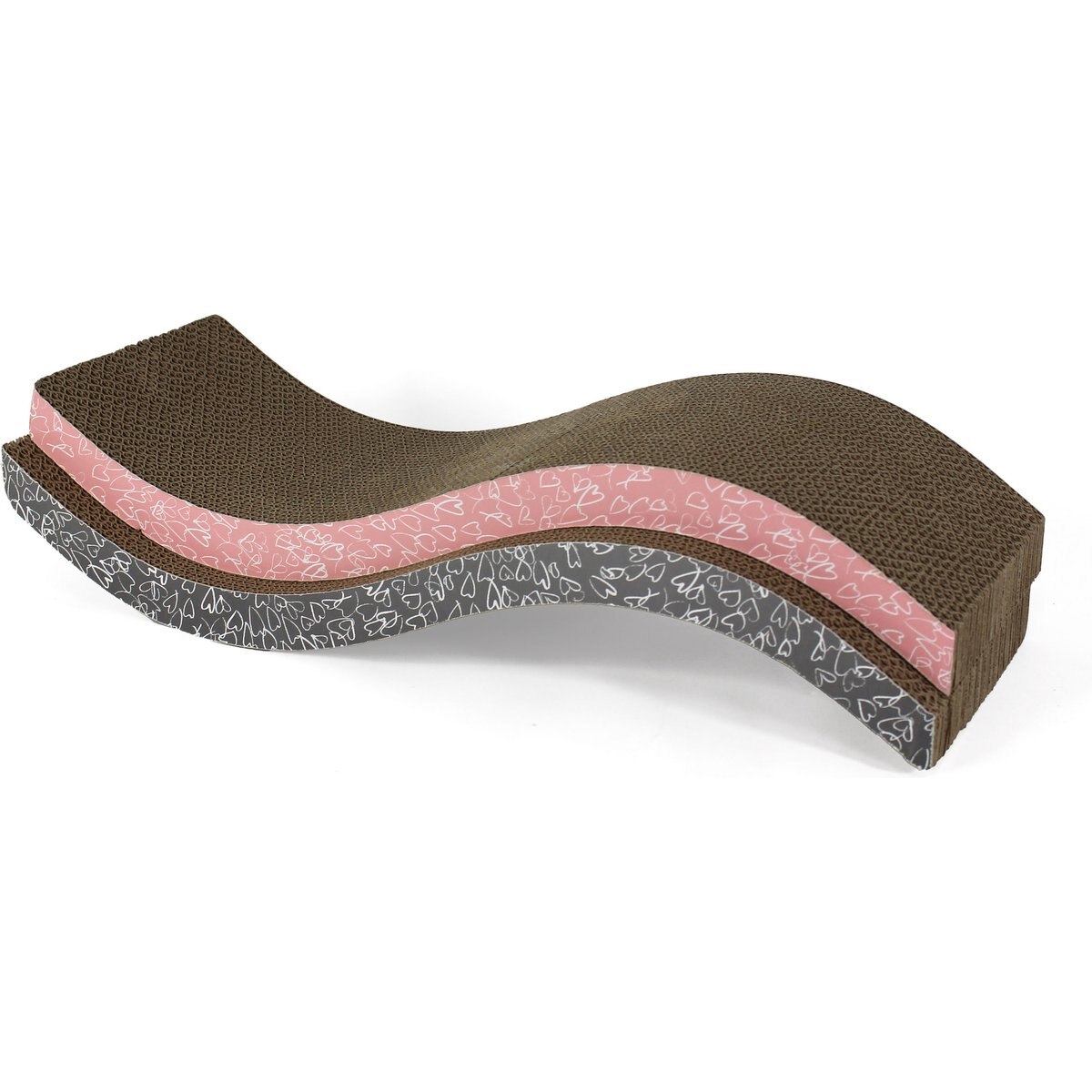 Kensie Wave-Shaped Reversible Cat Scratch Boards with Natural Catnip, 2 count, Pink/Grey