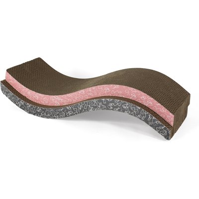 Kensie Kensie Wave-Shaped Reversible Cat Scratch Boards with Natural Catnip, 2 count, Pink/Grey