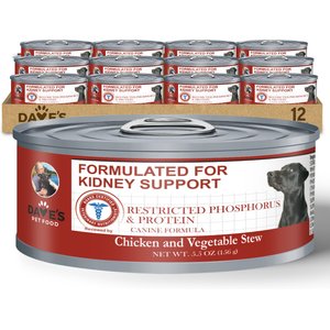 Dave's Pet Food Kidney Support with Low Phosphorus & Low Protein Chicken & Vegetable Stew Wet Dog Food, 5.5-oz can, case of 12